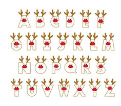 the letters and numbers are decorated with reindeer antlers