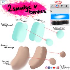 two smudge v brushes for photoshopped and texturing, with different shapes