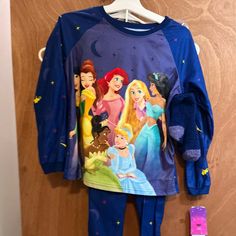 Nwt Size 10 / 12 - 2 Piece Pajamas Blue Long Sleeve Sleepwear With Character Print, Disney Sleepwear With Character Print For Loungewear, Disney Cartoon Print Loungewear Sets, Disney Character Print Sleepwear For Loungewear, Long Sleeve Disney Sleepwear For Bedtime, Blue Character Print Sleepwear For Playtime, Disney Sleepwear With Cartoon Print For Sleepover, Disney Long Sleeve Sleepwear For Pajama Party, Disney Character Print Sleepwear For Bedtime