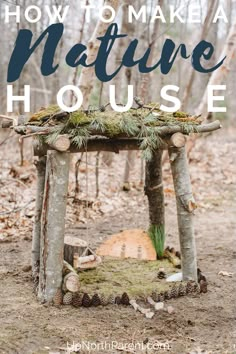 a wooden table with moss growing on it and the words how to make a native house