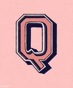 the letter q is made up of letters with different colors and font patterns on it