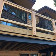 a wooden deck on top of a building