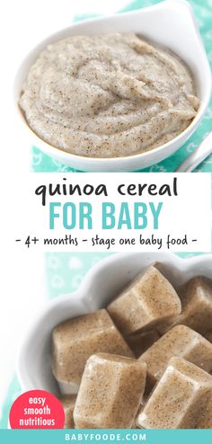 easy quinoa baby cereal recipe with text overlay