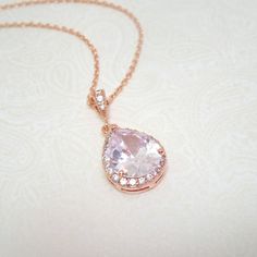 Rose gold Bridal necklace Crystal Wedding necklace by treasures570 Timeless Rose Gold Wedding Necklace, Elegant Rose Gold Crystal Necklace For Wedding, Elegant Rose Gold Bridal Necklace, Rose Gold Crystal Bridal Necklace Gift, Elegant Rose Gold Crystal Bridal Necklace, Gold Bridesmaid Necklace, Crystal Wedding Necklace, Rose Gold Bridesmaid, Gold Bridal Necklace