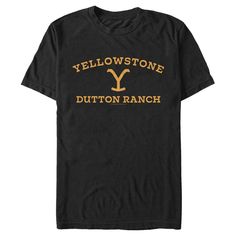 Get ready to head back to the West to watch the Dutton Family endure the dangerous and complicated ordeals of 19th century Montana ranching life in this officially licensed Yellowstone Dutton Ranch Logo Tee! Featuring the words "Yellowstone Dutton Ranch" printed in yellow letters with the Dutton Family brand in the middle. Size: xl. Color: black. Gender: male. Age Group: adult. Pattern: Company Logo. Material: Cotton. Ranching Life, Yellowstone Merchandise, Yellow Shirt Outfit, Dutton Family, Ranch Logo, Yellowstone Dutton Ranch, Yellow Letters, Dutton Ranch, Family Brand