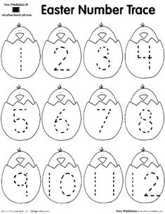 an easter number trace worksheet