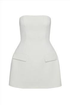 Meet our luxurious Solene Dress - a white strapless pocket mini dress with the perfect silhouette. Crafted with a stretch knit fabric, the fitted bodice effortless sculpts to the bodies natural curves with a slight shaping effect at the hips providing the LEAU fit we are known for. The dress slips down to a mini length and is accompanied by faux pockets at the hips for a classic yet elegant dress you will keep in your wardrobe for years to come. High Waist Long Skirt, Long Skirt Outfits, Plain Dress, Bodycon Floral Dress, Natural Curves, Sequin Beading, Women Lace, White Mini Dress, Fitted Bodice