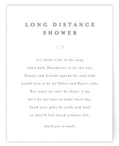 the long distance shower card is printed on white paper