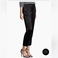 New!!! St John Caviar Collection Liquid Satin Emma Pants Size 2 In Black These Are The Pants Of Dreams! From Sacks 5th Ave Retail $650 Almost Sold Out Only 1 Left! You Wont Find A Deal Like This Again!!!!! Hurry!! Have Any Questions? Please Feel Free To Ask! I Typically Answer Within 2-3 Hrs Max. I Want You To Be Comfortable And Confident With Your Purchase! Bundling Is The Way To Go!! Purchasing 2+ Items At Once Saves On Shipping But Also Gets You Discount Pricing. The More Items The Bigger The Chic Silk Pants For Workwear, Sleek Silk Pants For Workwear, Chic Silk Pants For Night Out, Sleek Silk Bottoms For Work, Sleek Leather Pants For Evening, Sleek Leather Pants For Night Out, Sleek Silk Straight Leg Pants, Sleek Straight Pants For Evening, Chic Silk Bottoms For Office