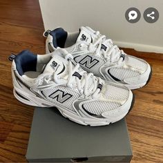 New Balance 530 White Navy, Mew Balance Running Shoes, New Balance Shoes Blue And White, New Balance 530 White Silver Navy, Blue And White New Balance, New Balance Shoes Navy Blue, New Balance Shoes 530 White, Navy Blue White Outfit, New Balance 530 Navy