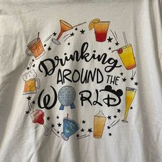 Purchased For Trip Then Forgot To Pack! Have Been Washed And Hung Dry But Never Worn Purchased Off Etsy Disney 21st Birthday Shirt, 21 Birthday Shirts, Disney Birthday Shirt, 21st Birthday Shirts, Disney T Shirts, Epcot Shirts, Drinking Around The World, Disney Birthday