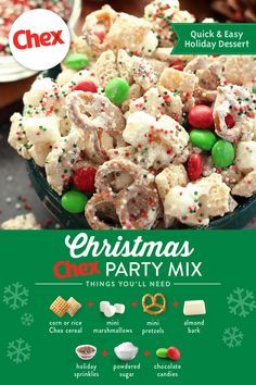 christmas cheer party mix recipe in a bowl