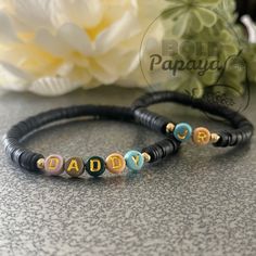 Daddy and Me. Mommy and Me. Heishi Bracelets. Customizable. - Etsy