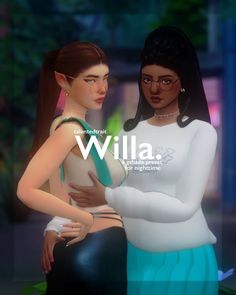 two animated women standing next to each other