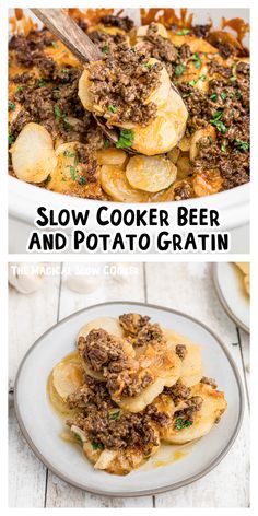 slow cooker beef and potato gratin is the perfect side dish for any meal