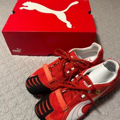 Men’s Size 9 Puma Ferrari Red Driving Shoes Cross Trainers New In Box. Vintage. Purchased Over 20 Years Ago, Never Worn. Suede With Rubber Soles. Red Puma Training Sneakers, Red Puma Sneakers For Training, Puma Basketball Shoes, Puma Basket Classic, Ferrari Red, Vintage Puma, Runners Shoes, Puma Rs, Cross Trainer