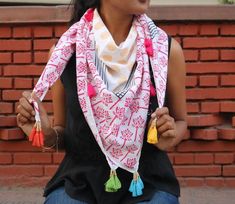 Block printed cotton scarf, Boho scarf, Print wrap, Square scarf, Tassel scarf, Indian print scarf, Indian print wrapStyling tip:Scarves are one of the most versatile accessory. This bohemian hand block printed tassel scarf will transform an outfit for any occasion from boring to stylish.  How we made it:-Hand block printing is an ancient Indian art that originated about 3000 years ago. It derives its name from  The block printer uses a bamboo or date palm stick pointed at one end with a bundle Tassels Handmade, Block Print Scarf, Festival Scarves, Date Palm, Boho Scarf, Beautiful Summer Dresses, Boho Scarfs, Indian Prints, Tassel Scarf