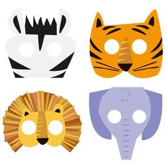 Animal Safari Party Masks - Stesha Party Safari Birthday Party Decorations, Animal Face Mask, Animal Safari, Safari Theme Party, Party Masks, Safari Birthday Party, Jungle Birthday, Safari Jungle, Paper Mask