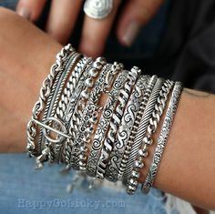 boho jewelry stacking bracelets by happygolicky jewelry Boho Bracelets Happygolicky Jewelry, Silver Boho Bracelets, Silver Bangle Bracelets Unique, Boho Fashion Style, Sterling Silver Stacking Bracelets, Boho Jewelry Bracelet, Silver Things, Boho Bracelets Stack, Silver Boho Jewelry