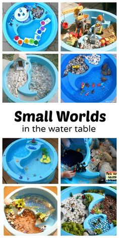 small world in the water table for kids to play with and learn how to use it