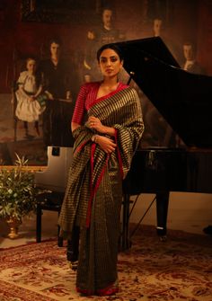 Sobhita Dhulipala in our handwoven silk sari. Crepe Saree Blouse Designs, Tara Khanna, Isha Borah, South Saree, Sobhita Dhulipala, Payal Khandwala, Saree Drapes, Indian Closet