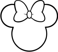 a minnie mouse head with a big bow on it's head, outlined in black and