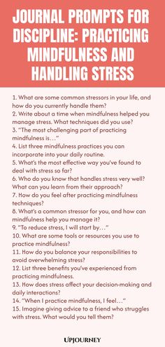 Explore these insightful journal prompts designed to help you cultivate discipline, practice mindfulness, and effectively manage stress in your daily life. By engaging with these prompts regularly, you can develop a deeper understanding of yourself while building resilience to navigate life's challenges. Use this as a tool to enhance your self-awareness and promote personal growth. Start your journey towards a more mindful and disciplined lifestyle today! Mental Health Journaling Prompts Ideas, Disciplined Lifestyle, Daily Journal Ideas, Yearly Journal, Work Etiquette, Psychology Terms, Agenda Ideas, Canva Tutorials, Relationship Quizzes