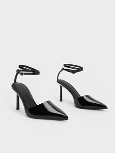 Black Patent Pointed-Toe Ankle-Strap Pumps - CHARLES & KEITH US Ankle Strap Pumps, Strap Pumps, Charles Keith, Girls Night Out, Girls Night, Formal Event, The Office, Elopement, Ankle Strap