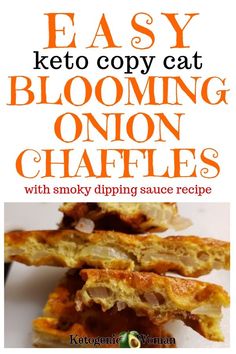 easy keto copy cat blooming onion chaffles with smoky dipping sauce recipe