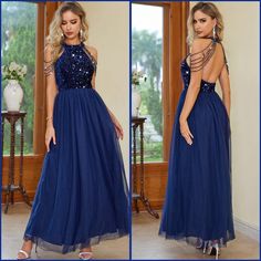 This Dress Is A Statement Piece For Any Wardrobe. This Dress Is A Timeless And Elegant Choice For Any Fashion-Forward Individual. Features: Sequin, Backless Stretch: Slightly Stretchy Body: Not Lined Material: 95% Polyester, 5% Elastane Product Measurements: Xs:Length 55.91 In, Bust 24.41 In, Waist 22.05 In, Hip 45.67 In S:Length 56.30 In, Bust 25.98 In, Waist 23.62 In, Hip 47.24 In M:Length 56.69 In, Bust 27.56 In, Waist 25.20 In, Hip 48.82 In L:Length 57.09 In, Bust 29.92 In, Waist 27.56 In, H Sleeveless Evening Dress For Summer Gala, Sleeveless Summer Evening Dress For Gala, Spring Gala Sleeveless Backless Dress, Sleeveless Backless Dress For Spring Gala, Sleeveless Backless Dress For Summer Banquet, Sleeveless Sequined Backless Evening Dress, Blue Halter Neck Backless Dress For Party, Sleeveless Backless Sequin Dress For Gala, Sleeveless Backless Summer Gala Dress