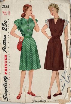 Simplicity 2123 One-Piece Dress w Shoulder Yokes Cut-In-One w Sleeves Sz 12 CUT Simplicity Patterns Dresses, Patron Vintage, Yoke Dress, Everyday Dress, Simplicity Sewing Patterns, Sewing Pattern Sizes, Simplicity Patterns, Dress Sewing Pattern, Dress Sewing Patterns