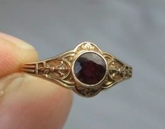 Belle Epoque 18 k gf Garnet Wedding Ring 1800s Wedding Rings, Red Garnet Ring Vintage, Vintage Garnet Ring Gift, Vintage Garnet Ring For Gift, Victorian Garnet Ring, Victorian Wedding Ring, Victorian Garnet Silver Ring, Garnet Wedding