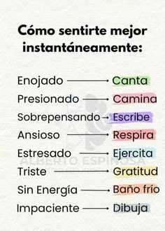 the spanish words are in different colors