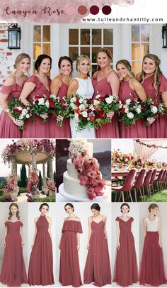 a collage of photos showing different bridesmaid dresses