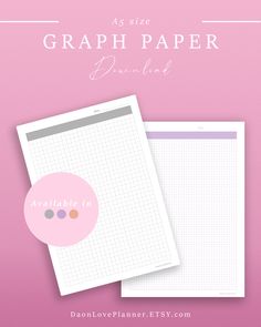 two sheets of paper with the words graph paper drawn in pink and white on them