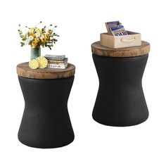 Add a touch of modernity to your outdoor space with the COSIEST Faux-Wood Side Table. The hand-painted light brown faux wood slab tabletop provides a natural and earthy feel while the unique black cork-like textured base adds a contemporary edge. Outdoor Side Tables, Outdoor Store, Side Table Wood, Outdoor Tables, Faux Wood, Side Tables, Light Brown, Outdoor Space, Bed Bath Beyond