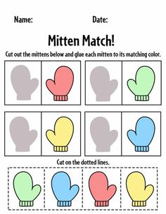 the mitten match worksheet for children to learn how to make mittens