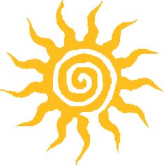 the sun is yellow and has spirals on it