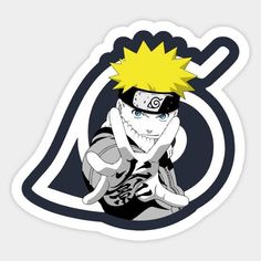 naruto sticker on the side of a white and black background with an eye patch