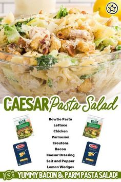 Caesar Pasta Salad Pasta Caesar Salad, Bowtie Pasta Salad, Caesar Pasta Salad, Caesar Pasta, Caesar Chicken, Chicken Caesar Pasta Salad, Classic Salad, Cold Pasta Salad, Cold Pasta