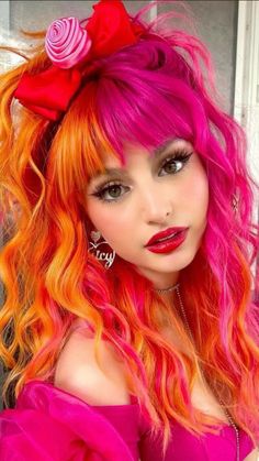 Rainbow Hair With Bangs, Cute Hair Colors, Balayage Color, Million Followers, Different Hair Colors, Color Me Beautiful, Hair With Bangs, Hair Color Techniques, Hair Creations