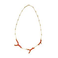 18K & 22K yellow gold, red bezel set mediterranean coral • 20" (50.8cm) length of necklace • 0.05" (1.14mm) width of necklace • 18K gold hook and eye clasp • One of a kind 14k Gold Necklace With Gold Clasp For Gift, Fine Jewelry Red Gold Plated Necklace, Luxury Coral Jewelry For Gift, Luxury Coral Jewelry For Gifts, Formal Yellow Gold Jewelry With Red Coral, Formal Single Strand Red Coral Necklace, Formal Single Strand Red Coral Jewelry, Luxury Red Coral Necklace Gift, Elegant Yellow Gold Jewelry With Red Coral