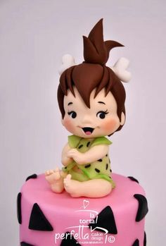 Pebbles Cake Ideas, Pebbles Flintstone Cake, Flintstone Cake, Princess Jasmine Cake Topper, Pebbles Cake, Princess Jasmine Cake, Jasmine Cake, Fondant Baby