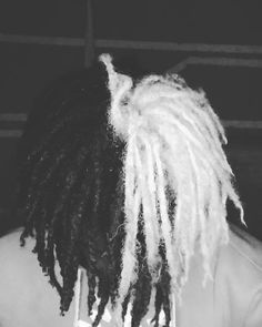 dreads longos preto e branco White Dreads Men, Black Man White Hair, Black And White Dreads, White Locs, Silver Locs, Dyed Dreads, White Dreads, Dreadlocks Men