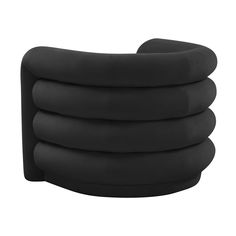 an inflatable chair is shown with four black cushions on the top and bottom