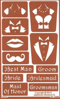 the best man grooms and bridesmaid poster is shown in red, white or black