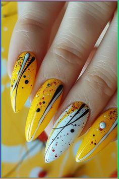 Get ready to shine with our Yellow Nail Ideas 2024! 💅✨ Elevate your nail art game with these vibrant and cheerful designs perfect for spring. Don't miss out on the latest nail trends! #YellowNails #NailArt Red And Yellow Nail Designs, Yellow Green Nails, Yellow Nail Art, Yellow Nails Design, Yellow Nail, Nail Vinyls, Nail Swag, Yellow Nails