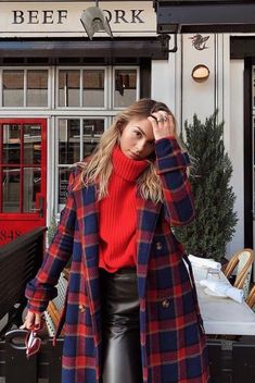 Moda Do Momento, Fall Fashion Coats, Trendy Coat, Pullover Outfit, Winter Stil, Plaid Coat