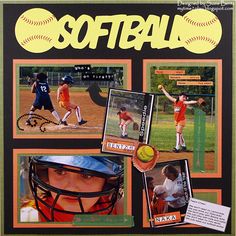 a collage of photos with baseball players and softballs on it's cover