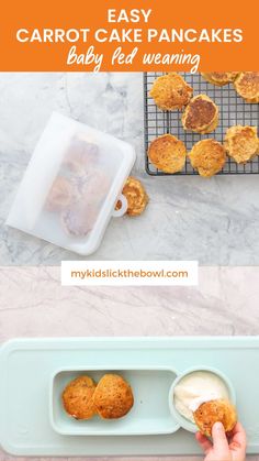 carrot cake pancakes being served with ice cream